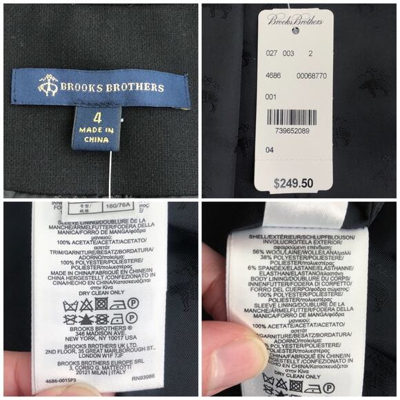 Brooks Brothers Cropped Blazer Jacket Ruffle Hem Wool Blend Career Size 4 Black - Picture 16 of 16